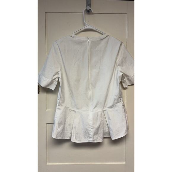 Veronica Beard Peplum Blouse Top Shirt Womens 8 White Crew Neck Short Sleeve - Picture 6 of 7